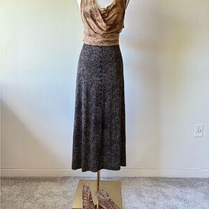 Vintage Y2K Skirtology Brown & Black Paisley Maxi Skirt
